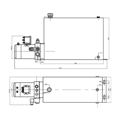 Complete kit for cylinder tipping installation, metal support and 12T pump Breckner Germany
