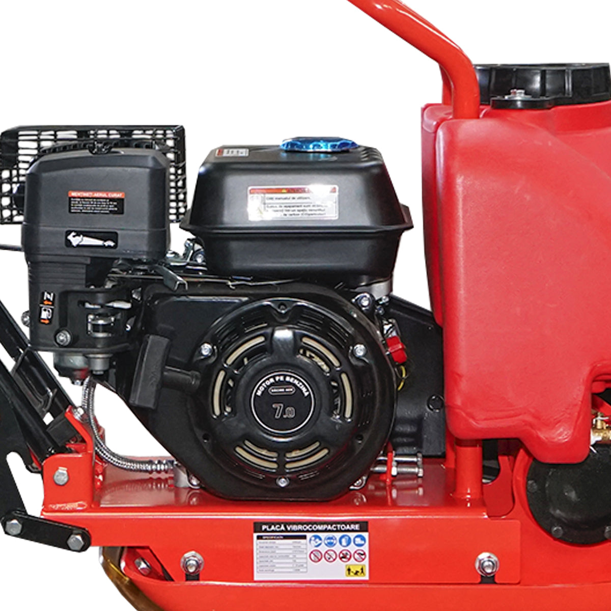 C60 compactor plate with a working surface of 510x370mm, standard euro 5 engine, 196CC/7HP, 5900 rpm, 58Kg with water tank Breckner Germany.