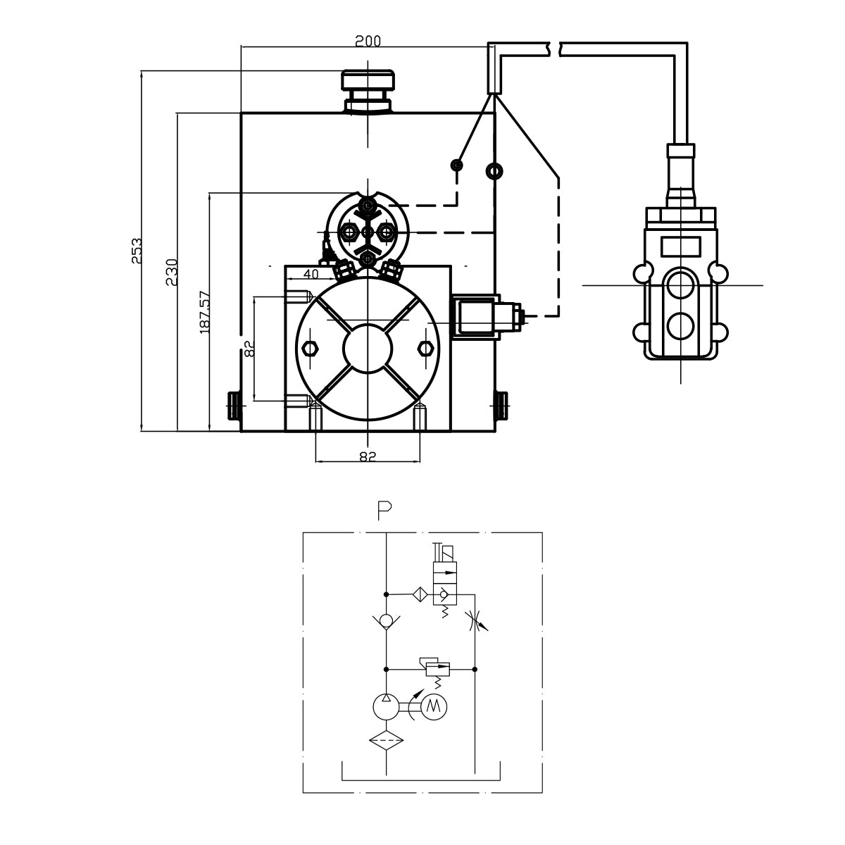 Complete kit for cylinder tipping installation, metal support and 7T pump Breckner Germany