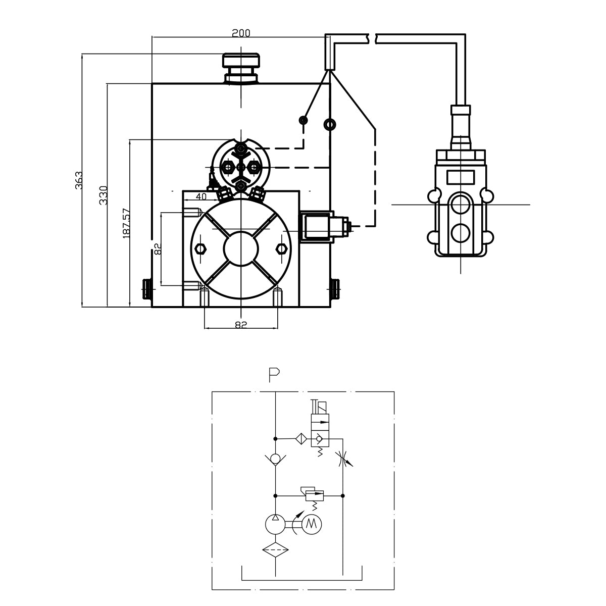 Complete kit for cylinder tipping installation, metal support and 12T pump Breckner Germany