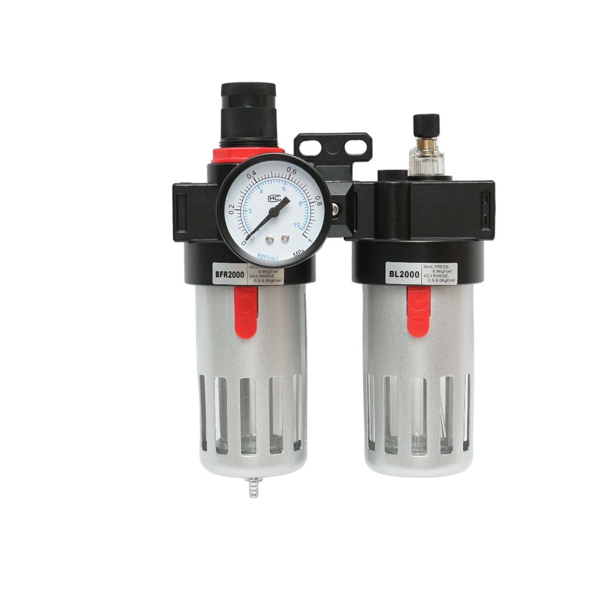 Air filter and lubricator with a maximum pressure regulator of 1 MPa, 1/4 connection