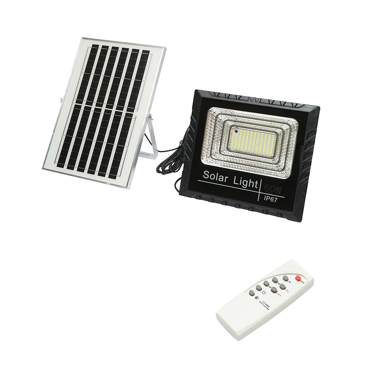 60W LED projector with 10W solar panel, 1200mAh battery, and remote control IP67 Breckner Germany