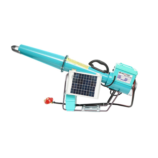 Electric bat on battery with solar panel charging, gas explosion to scare birds Breckner Germany
