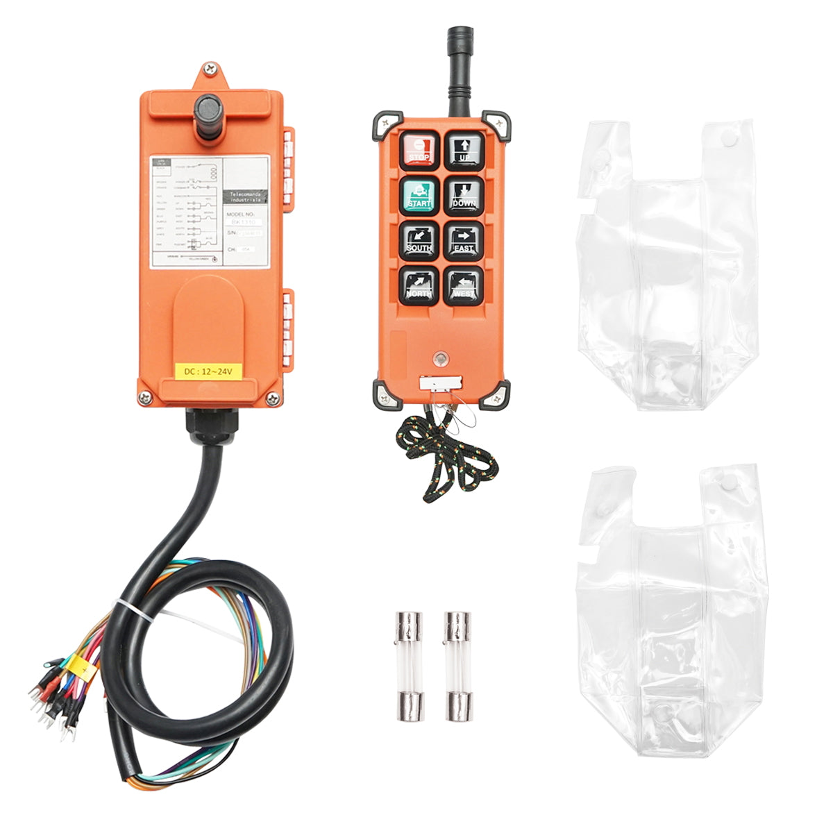 Wireless industrial remote control with 6 commands DC 12V/24V and water protection Breckner Germany