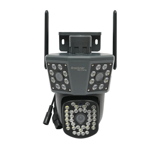 Surveillance camera with 3 lenses, 3 objectives 6 MP, WIFI 2.4GHz, 360-degree PTZ rotation with motion sensor, alarm, human detection, and IPC360 Home application