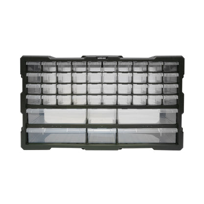 Green modular plastic storage box, 46 drawers 620x157x360mm Breckner Germany