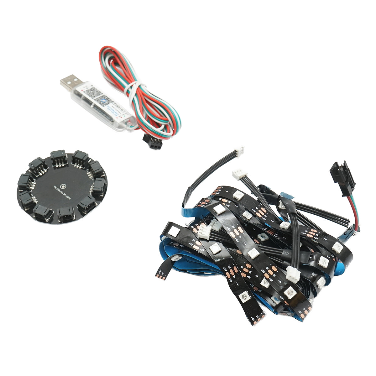 LED strip model fireworks 11x0.5+1x1m 5V, USB, bluetooth, voice control, RGB+IC application Breckner Germany
