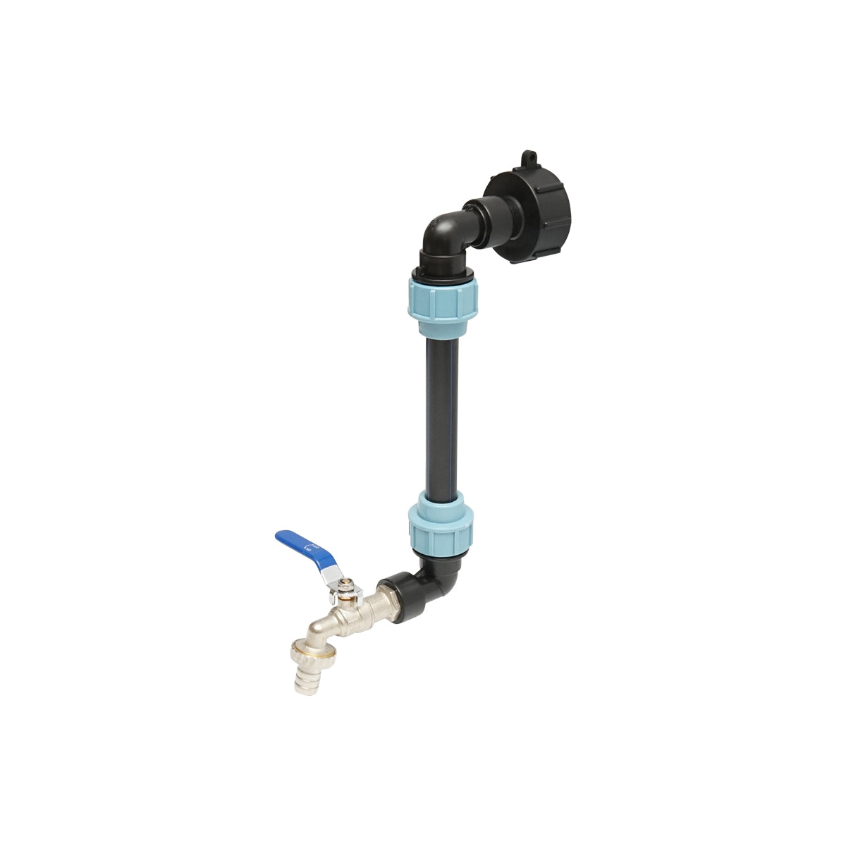 Drain tap assembly with extension for IBC basin