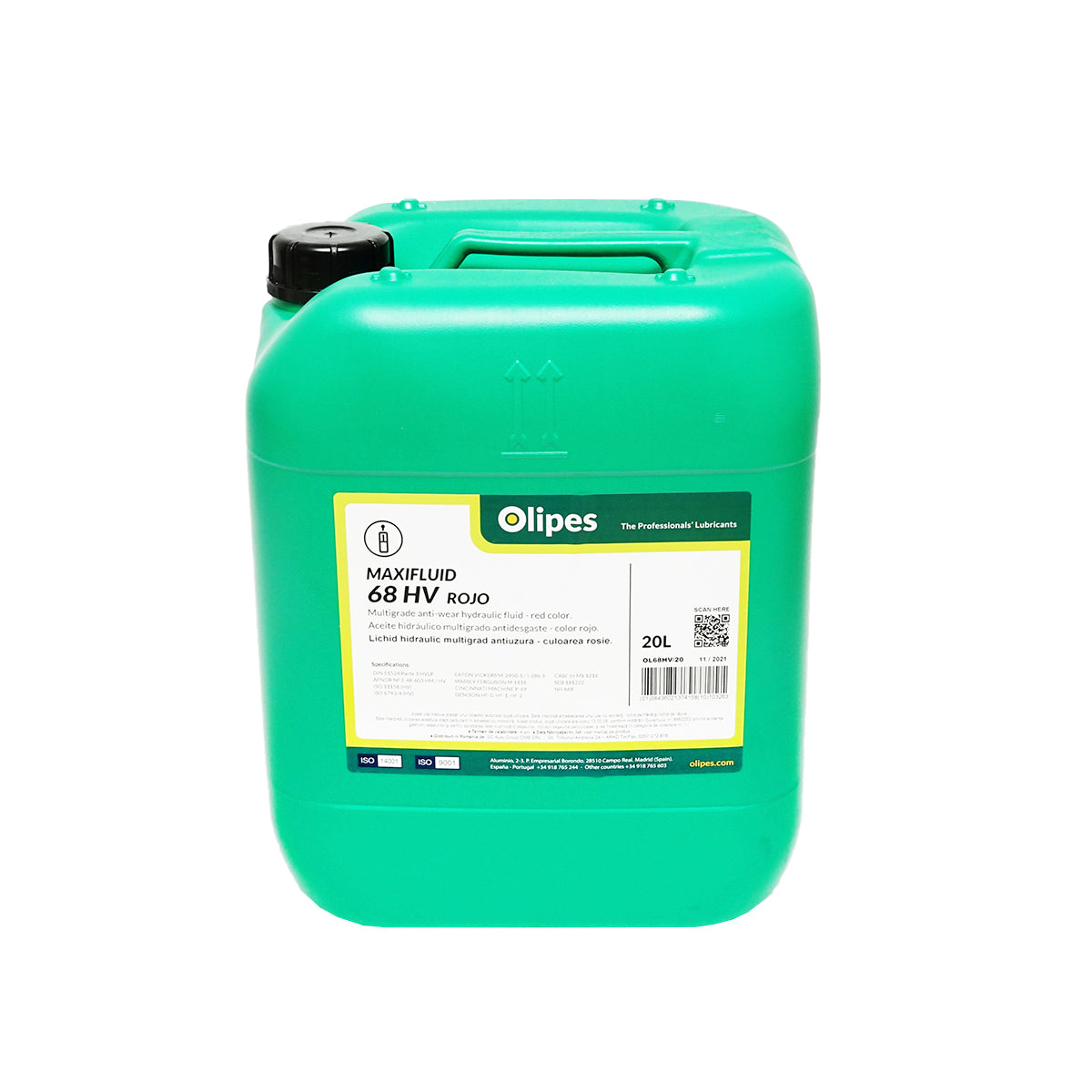 Red hydraulic oil Olipes MAXIFLUID 68 HV 20L