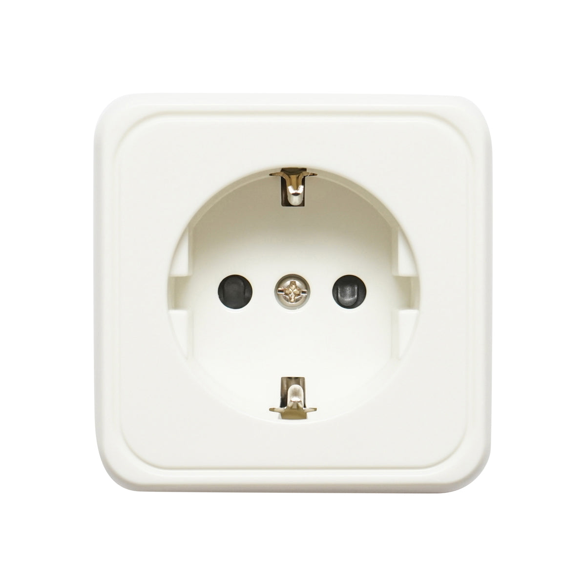 Schuko socket with 1 input, white grounding for 16A, 250V, applied with child protection Breckner Germany