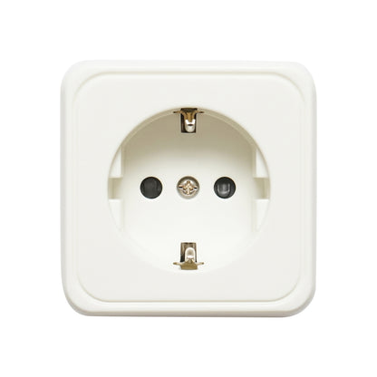 Schuko socket with 1 input, white grounding for 16A, 250V, applied with child protection Breckner Germany