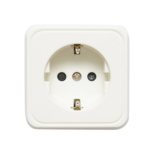 Schuko socket with 1 input, white grounding for 16A, 250V, applied with child protection Breckner Germany