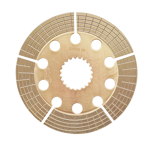 Brake disc with an outer diameter of 225mm, inner diameter of 59/53.7mm and 22 grooves for Ford tractor 83956599.