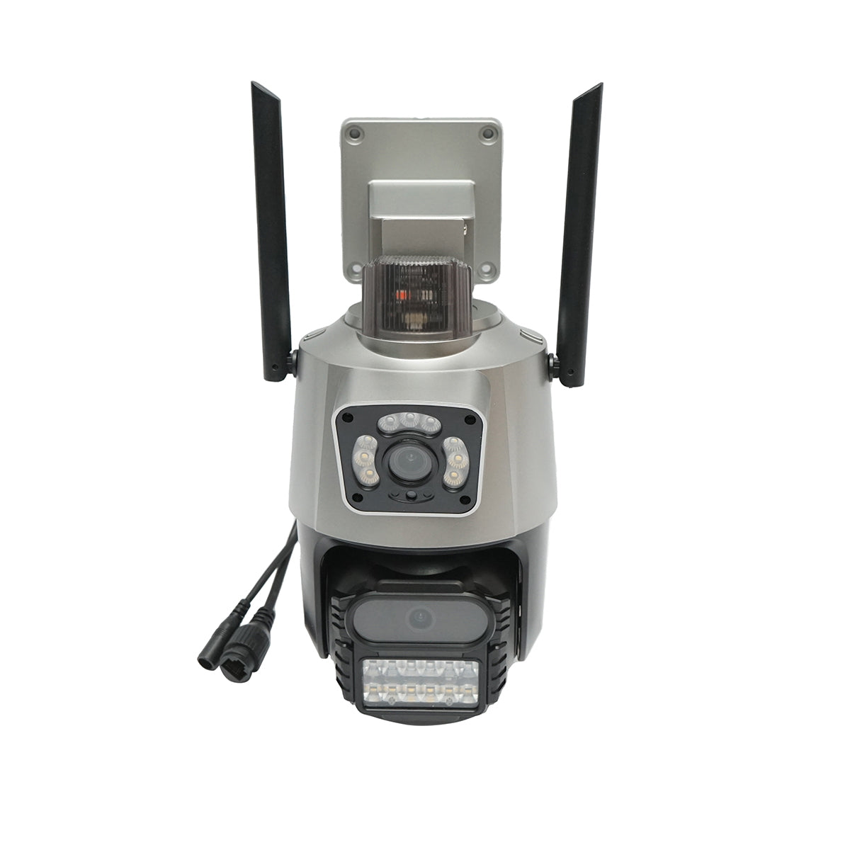 Dual lens 6MP surveillance camera, P2P WIFI 2.4G 1080P, PTZ with motion sensor, siren, human detection, and V380 Pro app