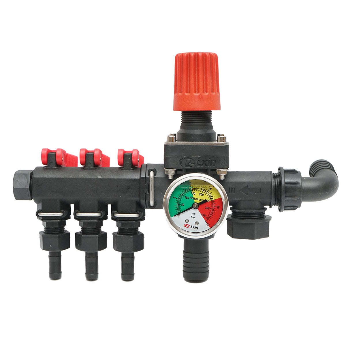Distributor with 3 outlets and glycerin manometer for herbicide sprayer (compatible with Polish model)