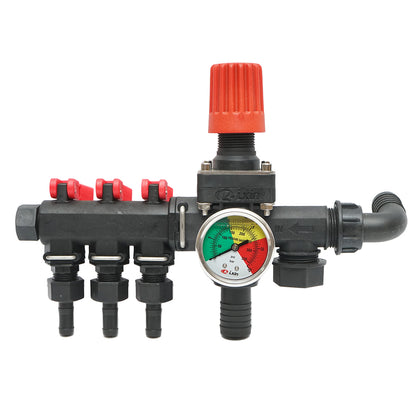 Distributor with 3 outlets and glycerin manometer for herbicide sprayer (compatible with Polish model)