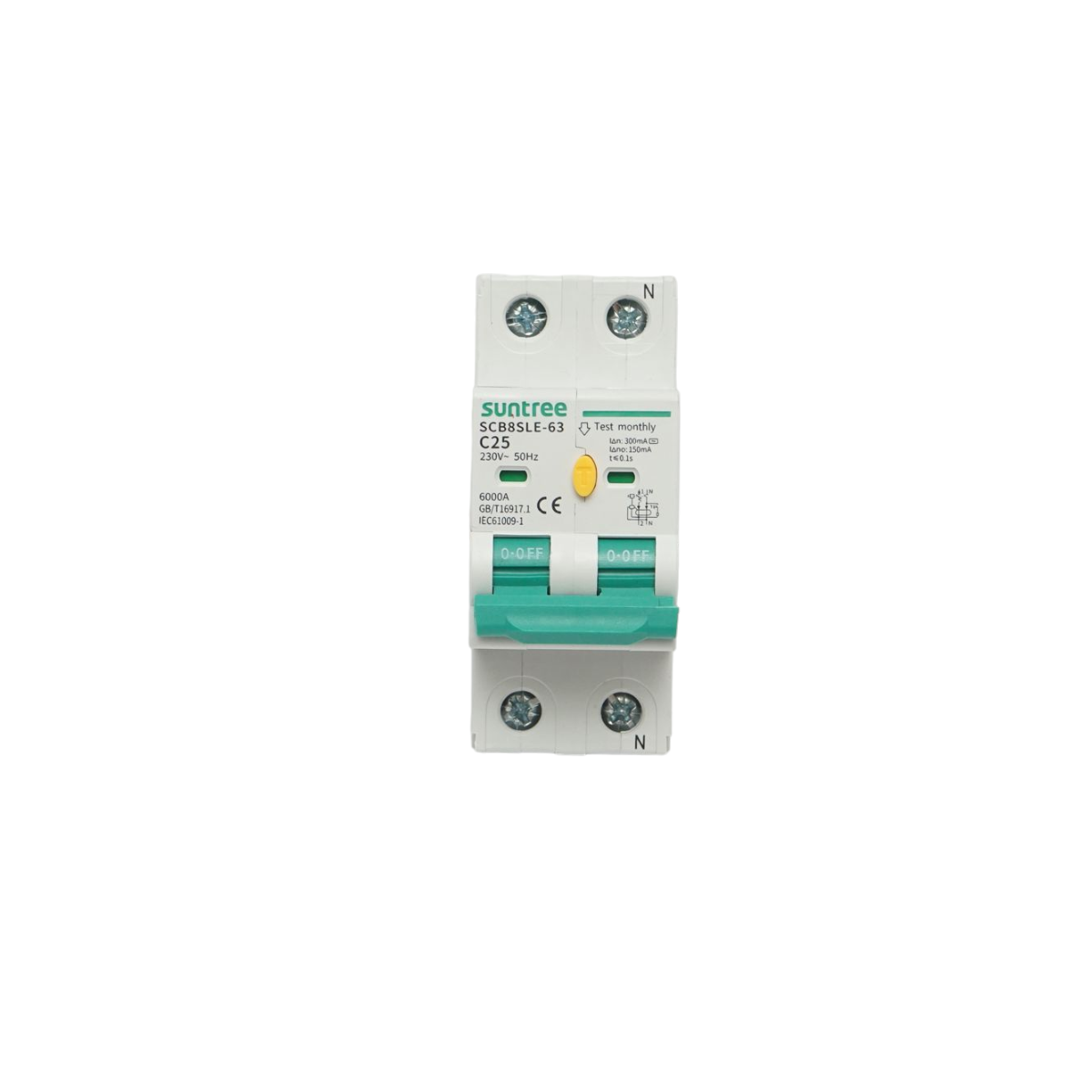 Automatic circuit breaker 1+N, 25A 400VAC Suntree