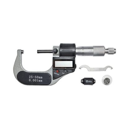 External micrometer with digital display and enameled frame, metric 25-50mm
