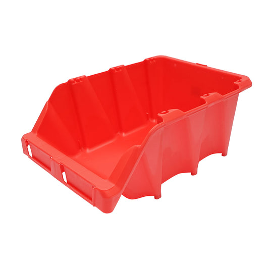 Red plastic storage box 420x265x175mm