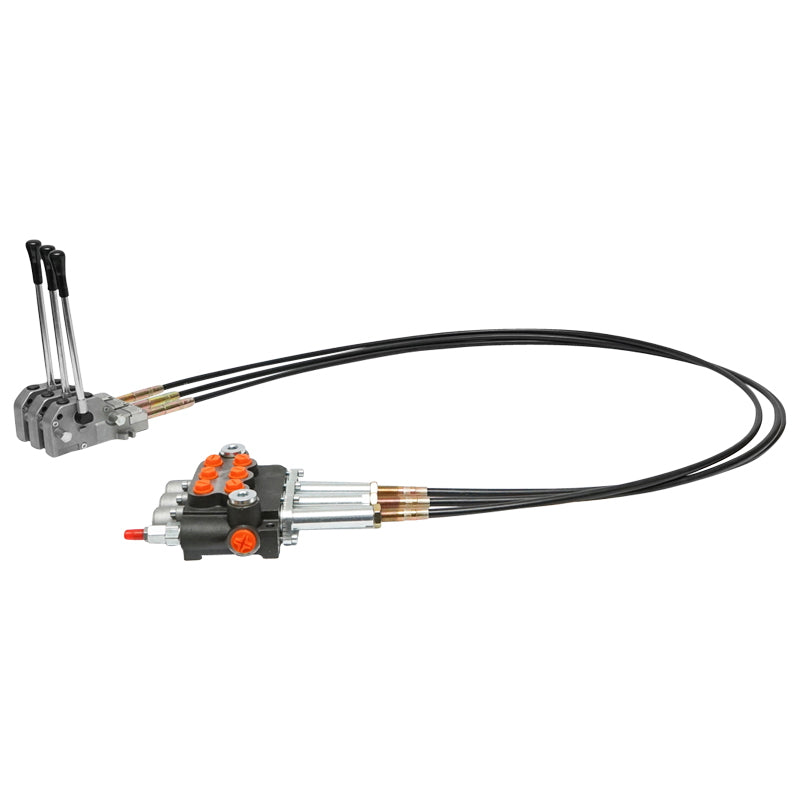 Hydraulic distributor with 3 levers, cable length 2m pressure 250 bar flow 40L/min Breckner Germany