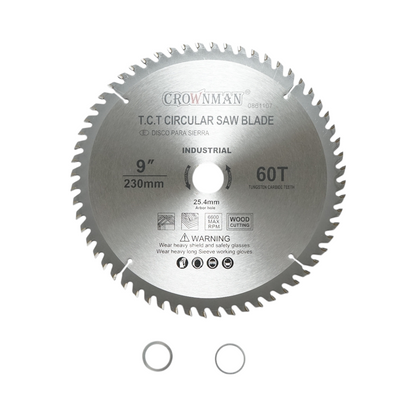 Crownman 230x25.4mm circular saw blade for wood, max speed 6600rpm, 60 teeth, industrial