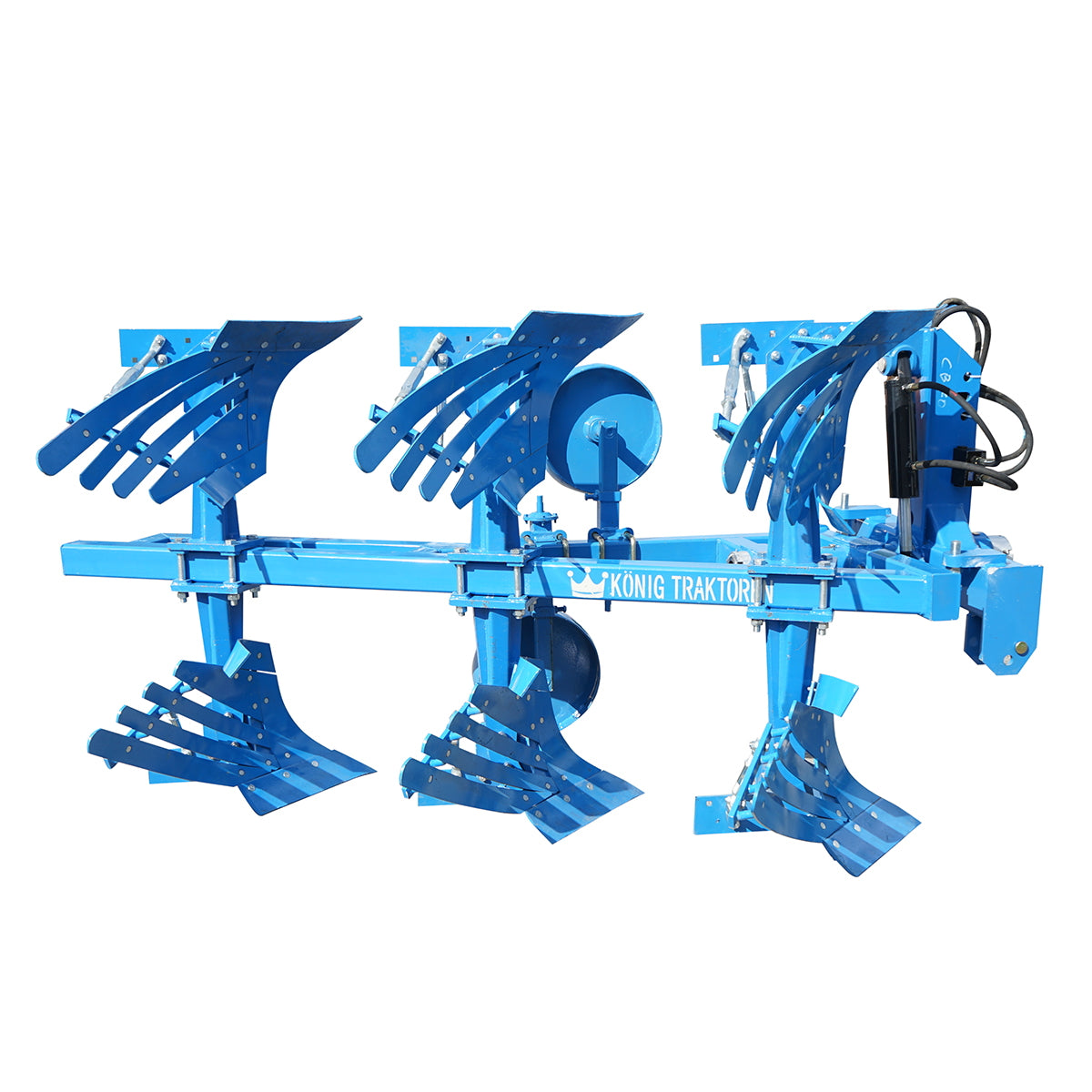 Agricultural plow with 3 bodies and crested moldboards, hydraulic reversible Konig Traktoren