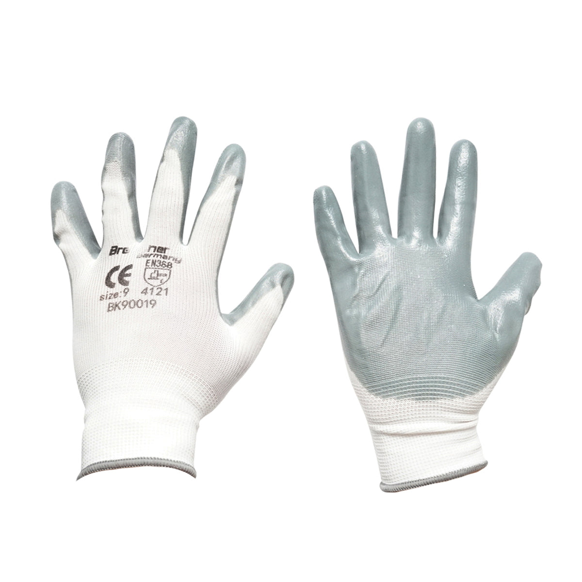 White-gray cotton work gloves size 9 Breckner Germany