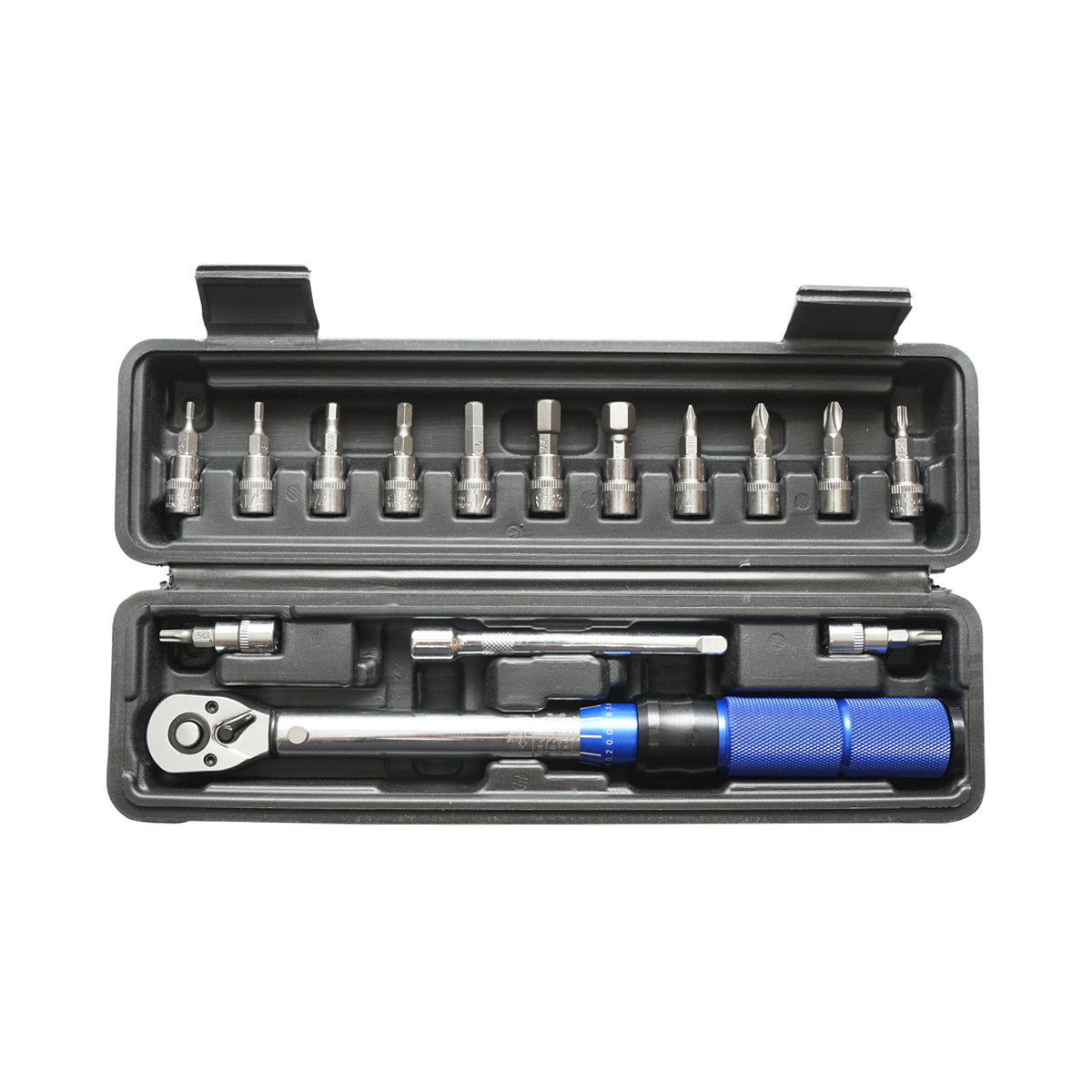 Breckner Germany 2-24 NM torque wrench set with ratchet, extension, and 14 bits