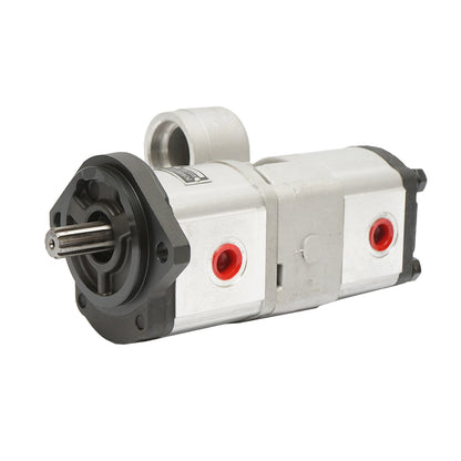 Double hydraulic pump, flow 18+14cm3, rotation direction to the right for Massey Ferguson OEM 3800195M91