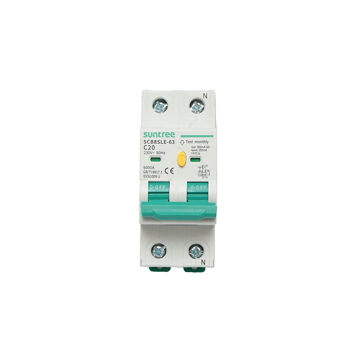 Automatic circuit breaker type 1+N, 20A 400VAC Suntree