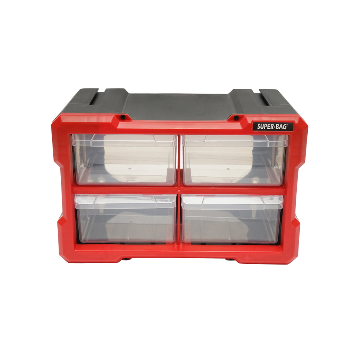 Red modular plastic storage box, 4 drawers 158x266x170mm Breckner Germany