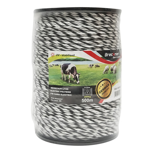 White-black wire roll 4 mm 3x0.2mm SS 500m electric fence Breckner Germany