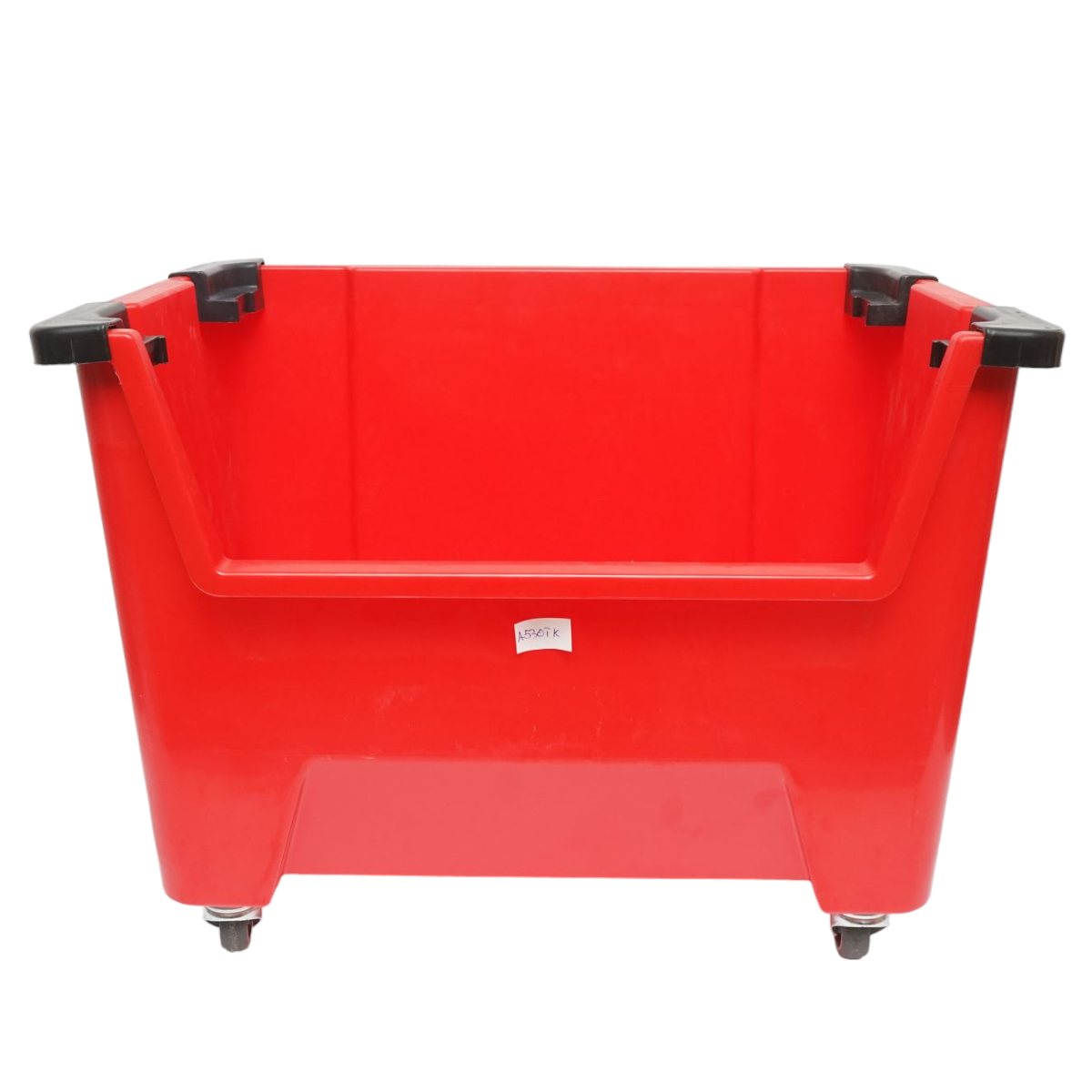 Red plastic storage box with wheels 545x345x395mm