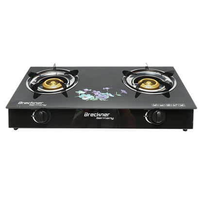 Gas stove, 2-burner cast iron 2.5KW, tempered glass 700x380x94mm Breckner Germany