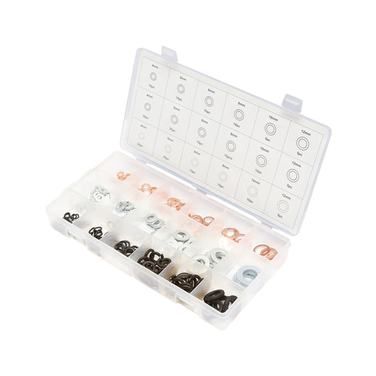 Flat washers set, made of copper and grover 250 pieces