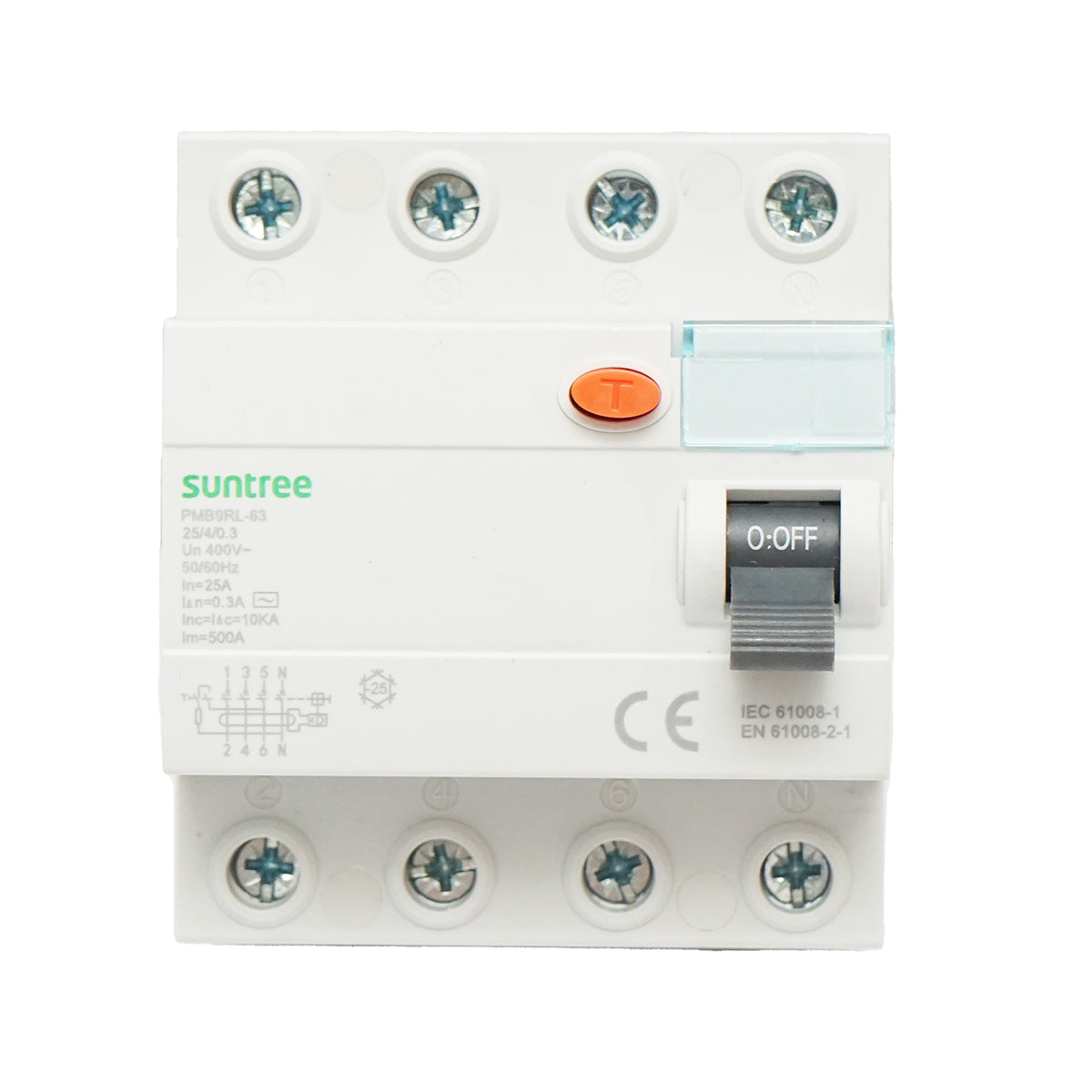 Automatic differential switch 4P 25A 30mA 6kA, type AC Suntree