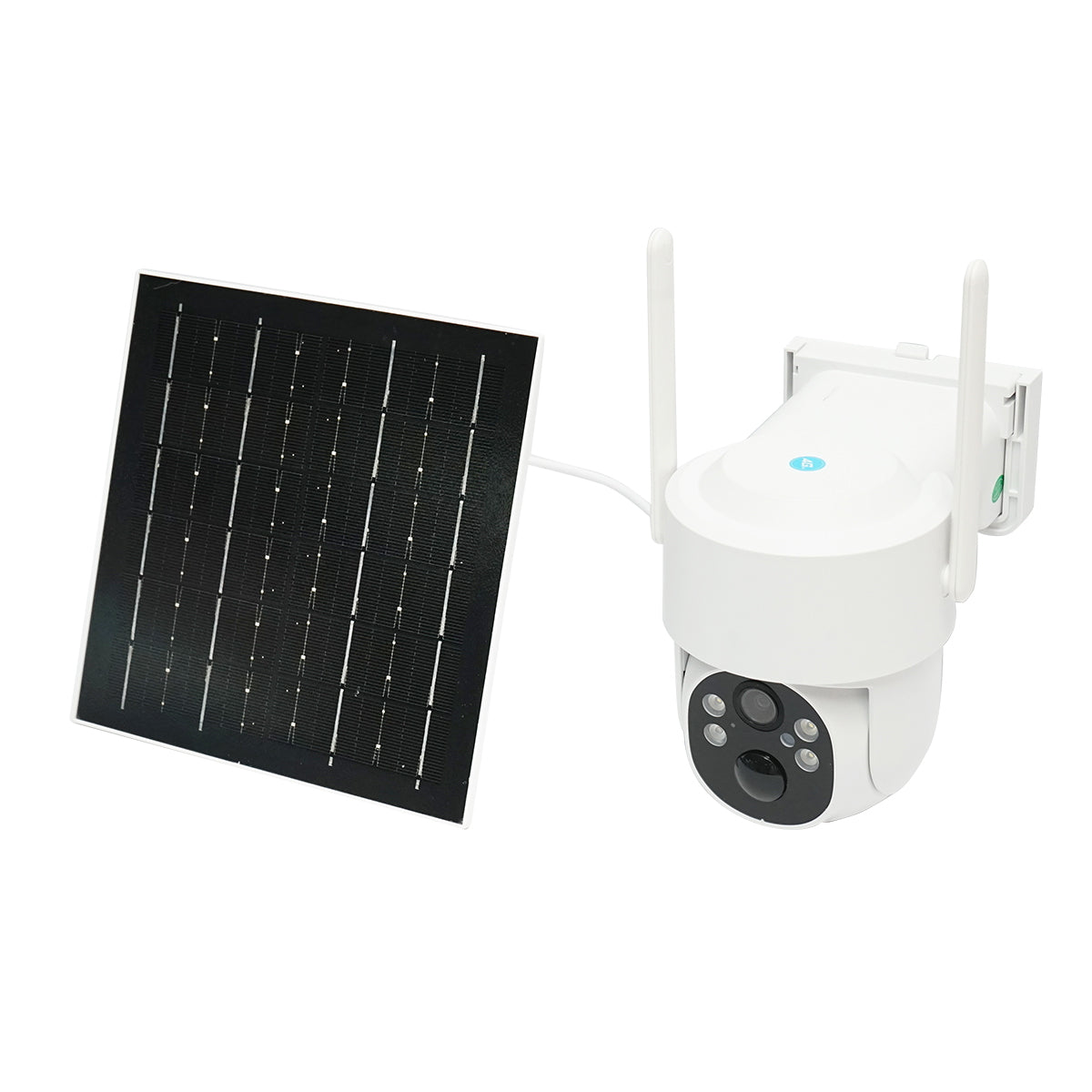 4MP solar panel surveillance camera, 4G SIM card WIFI, 360-degree rotatable PTZ with motion sensor, human detection, and iCSee application.