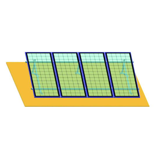 Complete mounting system on concrete for 4 photovoltaic solar panels with a 20-degree angle Breckner Germany