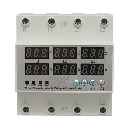 Digital relay safety 4P 63A 300V. three-phase for undervoltage and overvoltage monitoring and protection Suntree