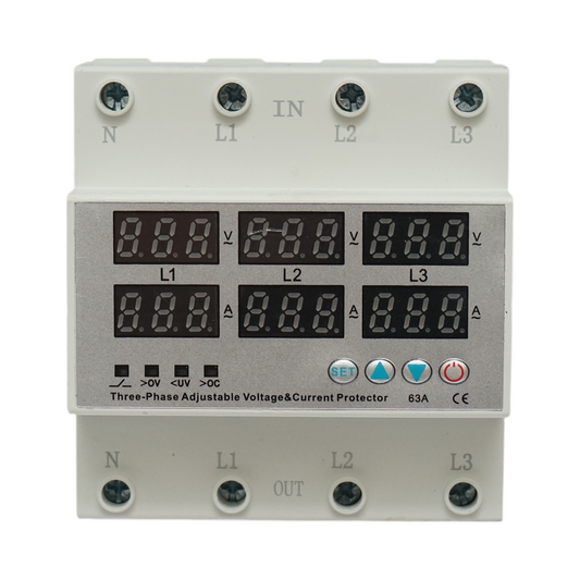 Digital relay safety 4P 63A 300V. three-phase for undervoltage and overvoltage monitoring and protection Suntree
