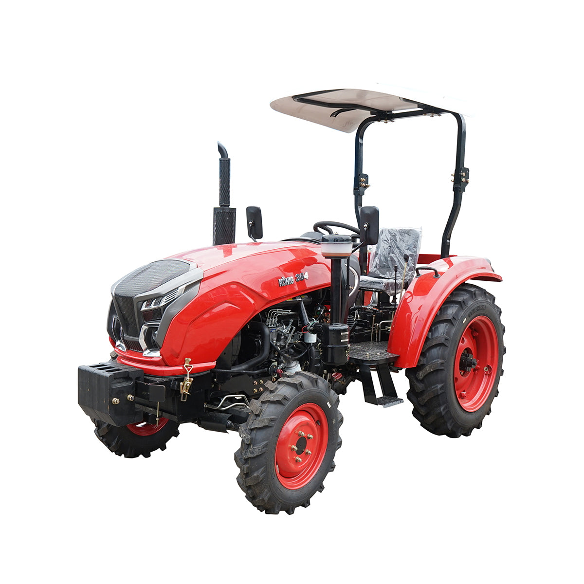 35 HP 4x4 tractor, red with a semi-cab, series 354