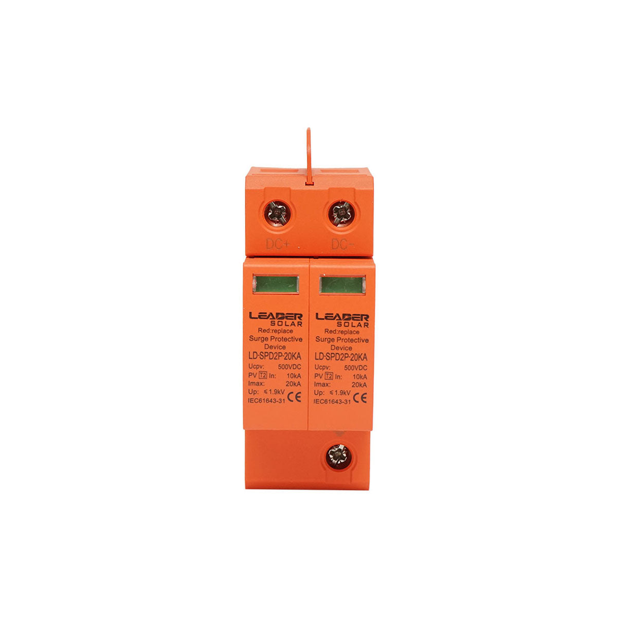 Surge arrester with signaling for photovoltaic systems LD-SPD-2P-20kA-500VDC Leader
