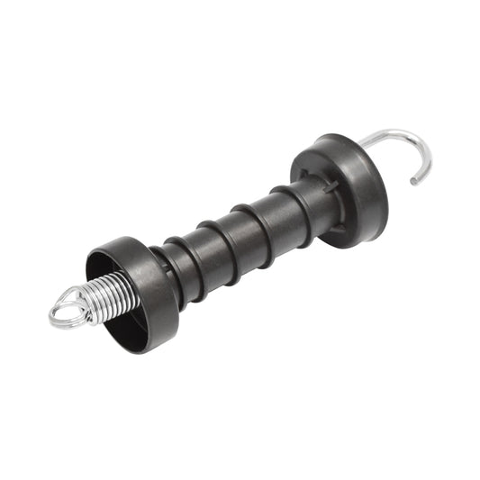 Black gate handle with hook and large arc electric fence Mezofarm