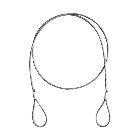 Steel cable/winch rope with a thickness of 14mm and a length of 5m with rings for towing or lifting