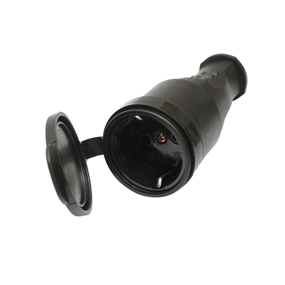 Schuko plug rubber 250V, 16A with handle, cap and grounding IP44 Breckner Germany