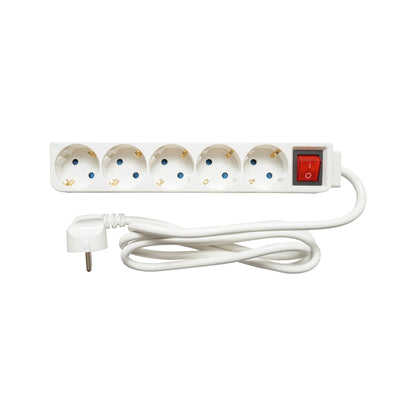 5-socket Schuko extension cord 1.5m, 16A, 250 and switch Breckner Germany