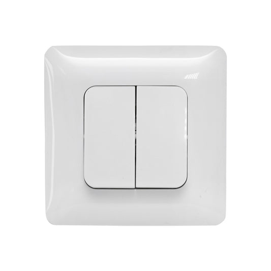 Double white switch ST 220V - 250V, 10A recessed