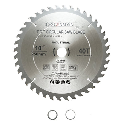 Crownman 250x25.4mm circular saw blade for wood, max speed 6000rpm, 40 teeth, industrial