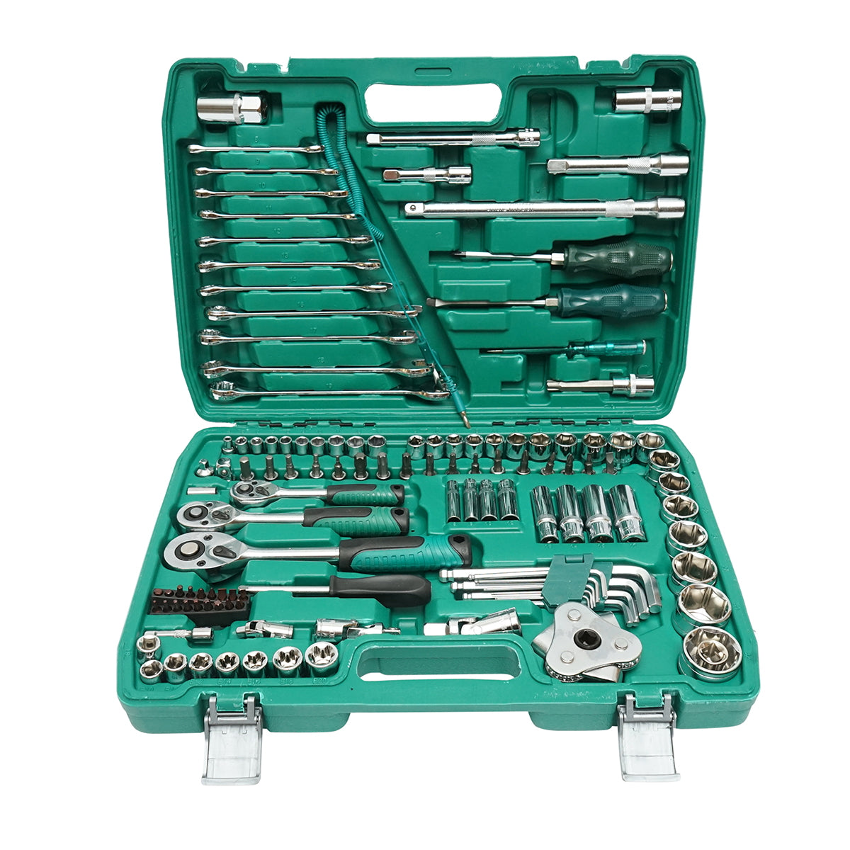 Hexagonal socket wrench set, fixed, torx, hex key with ratchet trainer 121 pieces Breckner Germany