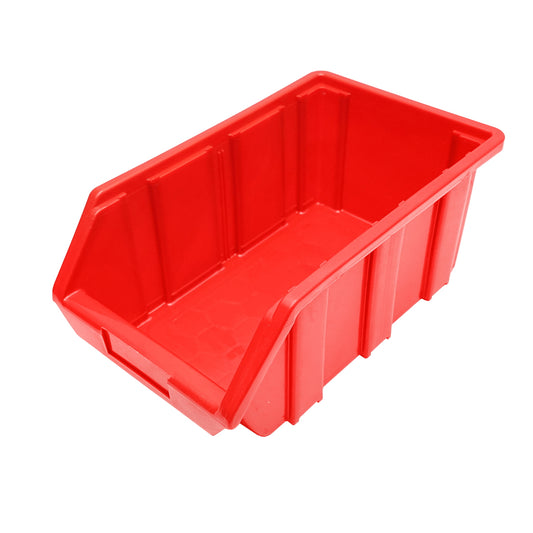 Red plastic storage box 175x317x148mm